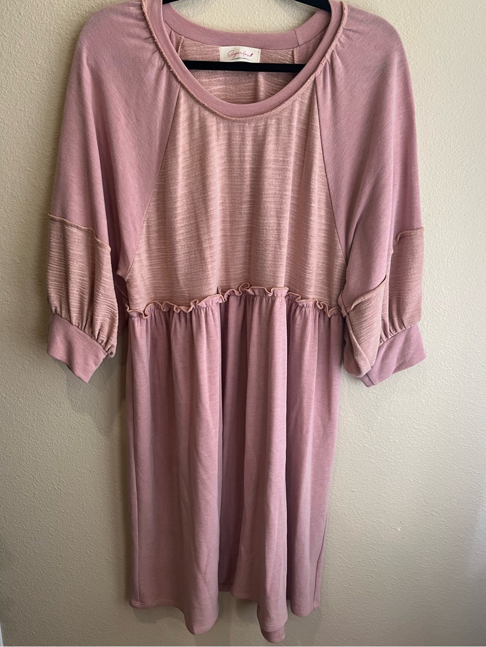 Sugar Dusty Pink Ribbed Knit Top